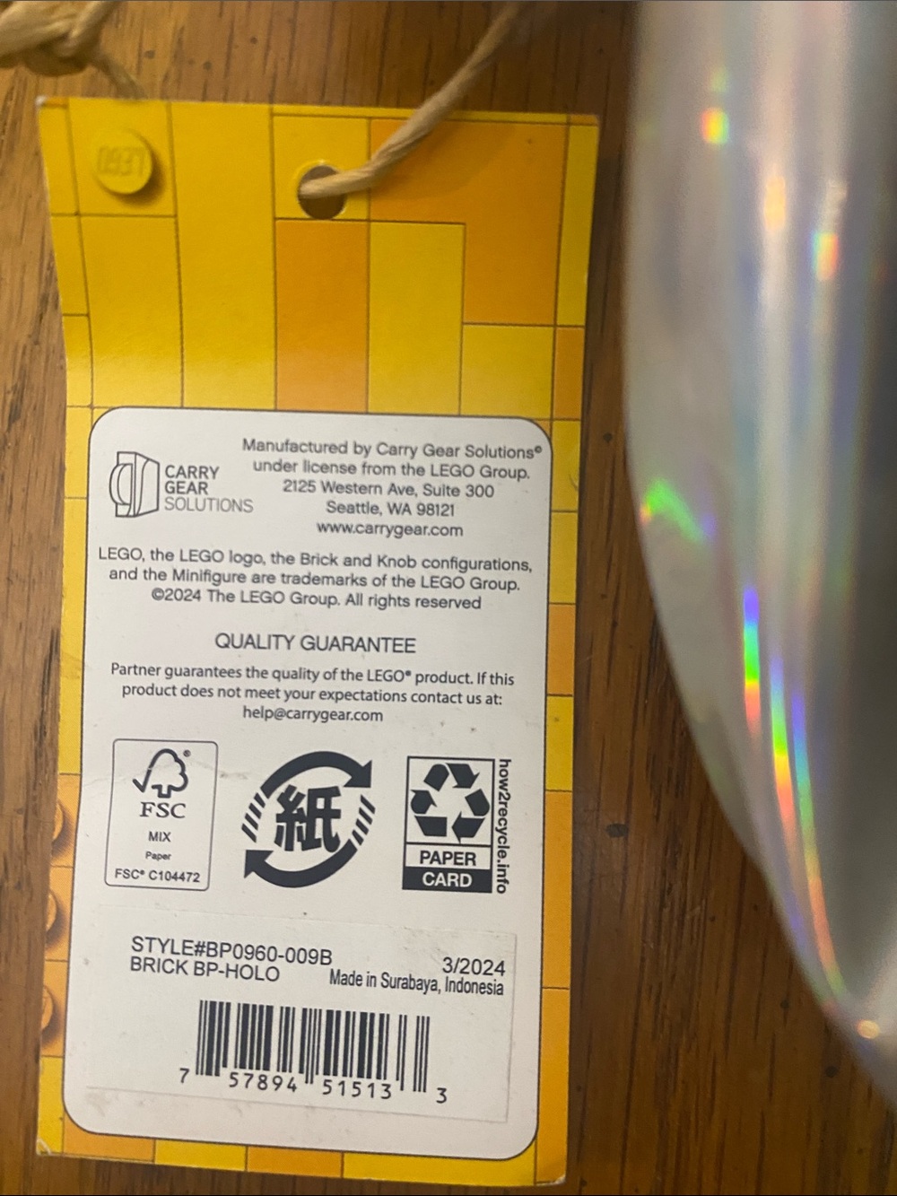 Lego Holographic Silver Backpack with Round Logo Pockets NWT - Picture 8 of 12